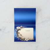 Blauw Witte Bloemversiering Bedankkaart (Binnen)