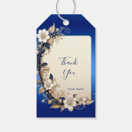 Blauw Witte Bloemversiering Cadeaubijsluiter Cadeaulabel