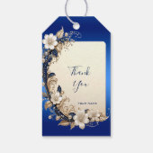 Blauw Witte Bloemversiering Cadeaubijsluiter Cadeaulabel (Achterkant)