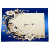 Blauw Witte Bloemversiering Cadeautas (Voorkant)