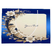 Blauw Witte Bloemversiering Cadeautas (Achterkant)