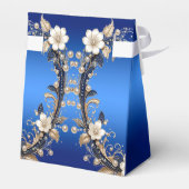 Blauw Witte Bloemversiering Favor Doos Bedankdoosjes (Achterkant)