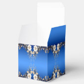 Blauw Witte Bloemversiering Favor Doos Bedankdoosjes (Geopend)