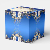 Blauw Witte Bloemversiering Favor Doos Bedankdoosjes (Achterkant)