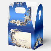 Blauw Witte Bloemversiering Favor Doos Bedankdoosjes (Geopend)