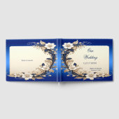 Blauw Witte Bloemversiering Gastboek Gastenboek (Volledig)