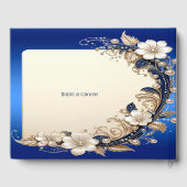 Blauw Witte Bloemversiering Gastboek Gastenboek (Achterkant)