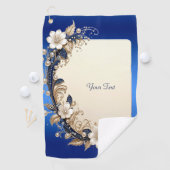 Blauw Witte Bloemversiering Golf Handdoek (Insitu)