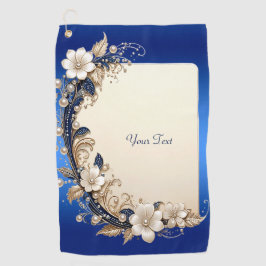Blauw Witte Bloemversiering Golf Handdoek