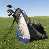 Blauw Witte Bloemversiering Golf Handdoek (Groen)