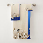 Blauw Witte Bloemversiering Handdoekenset Bad Handdoek (Insitu)
