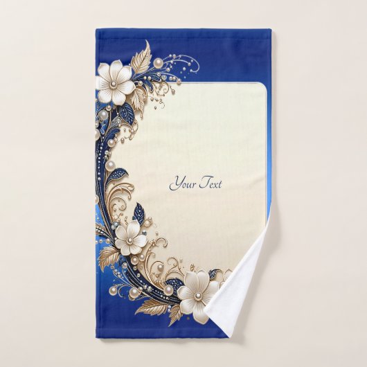 Blauw Witte Bloemversiering Handdoekenset Bad Handdoek (Handdoek)