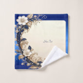 Blauw Witte Bloemversiering Handdoekenset Bad Handdoek (Wasdoekje)