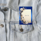 Blauw Witte Bloemversiering Knoop Button (Insitu)