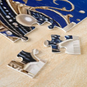 Blauw Witte Bloemversiering Legpuzzel (Zijkant)