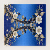 Blauw Witte Bloemversiering Legpuzzel (Horizontaal)