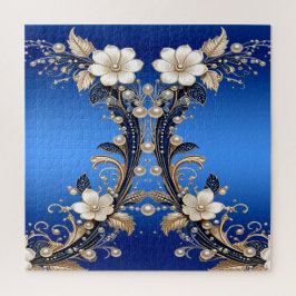 Blauw Witte Bloemversiering Legpuzzel