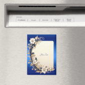 Blauw Witte Bloemversiering Magneet (Insitu (Vaatwasser))