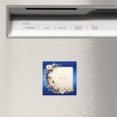 Blauw Witte Bloemversiering Magneet (Insitu (Vaatwasser))