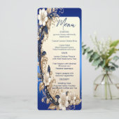 Blauw Witte Bloemversiering Menu (Staand voorkant)