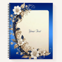 Blauw Witte Bloemversiering Notitieboek