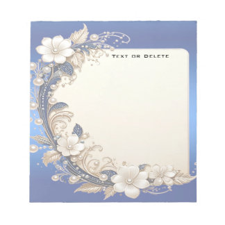 Blauw Witte Bloemversiering Notitieboekje Notitieblok