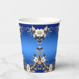 Blauw Witte Bloemversiering Papieren Bekers