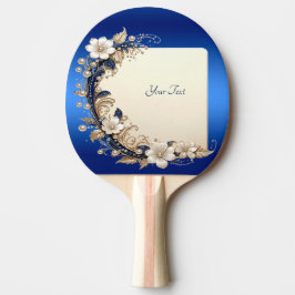 Blauw Witte Bloemversiering Ping Pong Bat Tafeltennisbatje