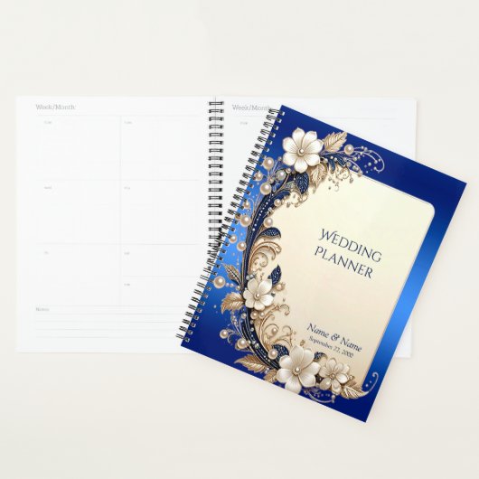 Blauw Witte Bloemversiering Planner (Display)