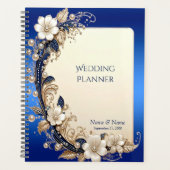 Blauw Witte Bloemversiering Planner (Voorkant)