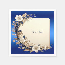 Blauw Witte Bloemversiering Servet