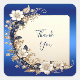 Blauw Witte Bloemversiering Sticker