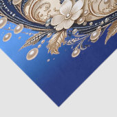 Blauw Witte Bloemversiering Tissuepapier (Detail)