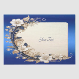 Blauw Witte Bloemversiering Tissuepapier