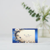 Blauw Witte Bloemversiering Visitekaartje (Staand voorkant)
