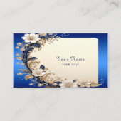 Blauw Witte Bloemversiering Visitekaartje (Voorkant)