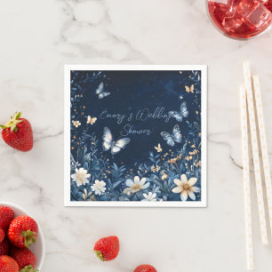 Blauw-witte Bloemvlinders Trouwdouche Servet