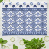 Blauw witte Boho stijl theedoek (Gevouwen)