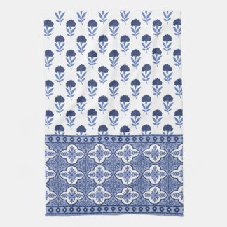 Blauw witte Boho stijl theedoek