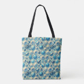 Blauw Witte Bollen Abstract Geometrisch Patroon 🌐 Tote Bag (Achterkant)