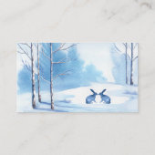 Blauw Witte Bomen Konijn Winter Trouwplaats Kaarte Plaatskaartje (Achterkant)