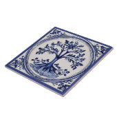 Blauw-witte boom rustieke Natuur land Tegeltje (Zijkant)