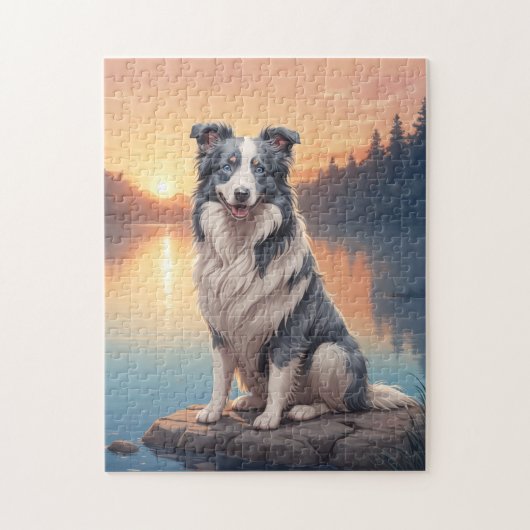 Blauw-witte Border Collie Legpuzzel (Verticaal)