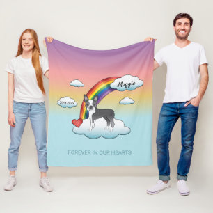 Blauw-Witte Boston Terrier Regenboog Herdenking Fleece Deken