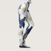 Blauw Witte Botanische Bloemen Leggings (Rechts)