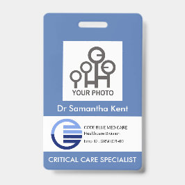 Blauw Witte Box Foto Sjabloon Medische Staf ID Badge