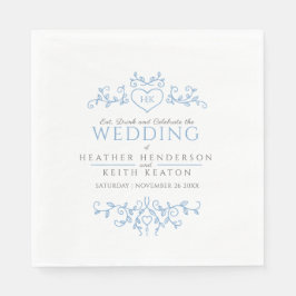 Blauw witte bruiloft servet