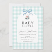 Blauw-witte Buffalo Check Plaid Baby shower Kaart (Voorkant)