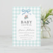 Blauw-witte Buffalo Check Plaid Baby shower Kaart (Staand voorkant)