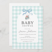Blauw-witte Buffalo Check Plaid Baby shower Kaart (Voorkant / Achterkant)